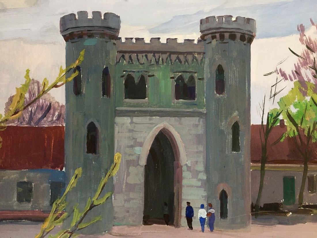 Gouache painting Landscape with a castle Chernikov Vladimir Mikhailovich - 3