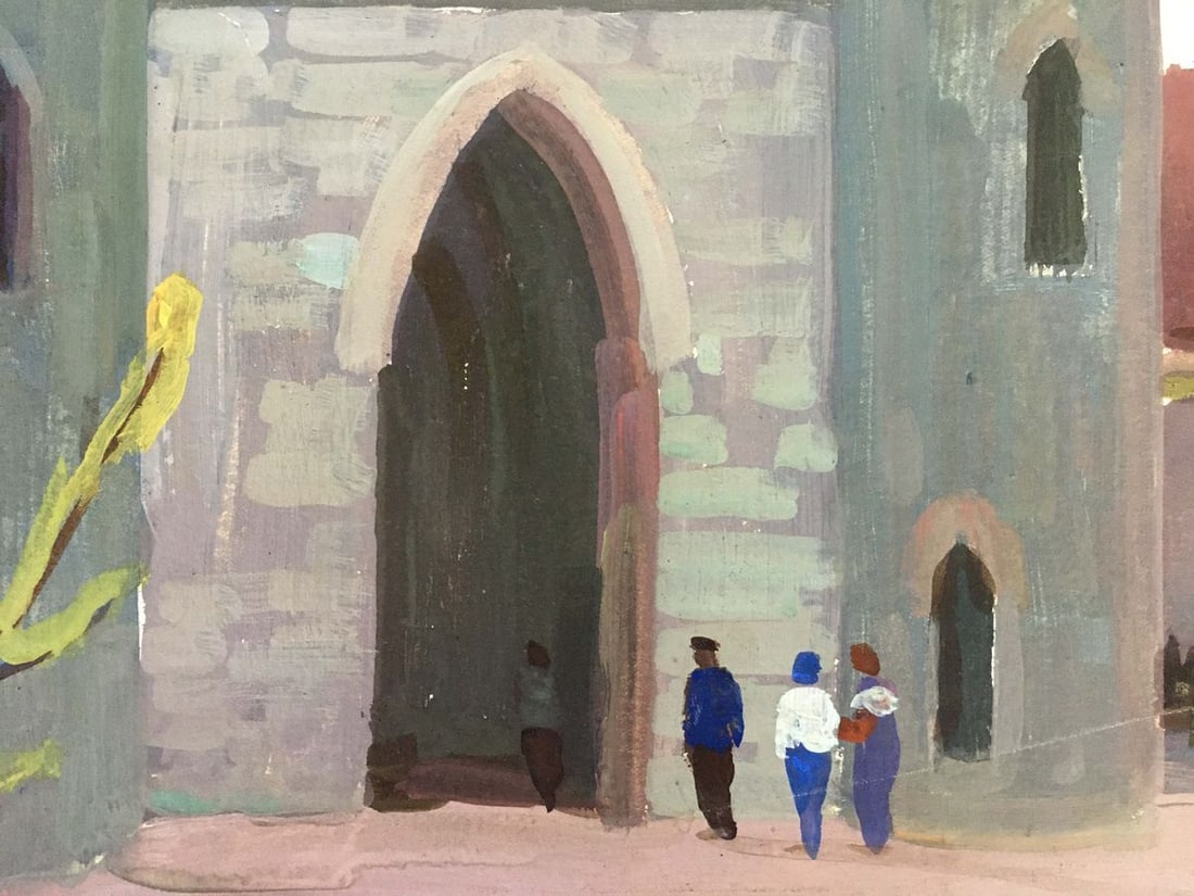 Gouache painting Landscape with a castle Chernikov Vladimir Mikhailovich - 4