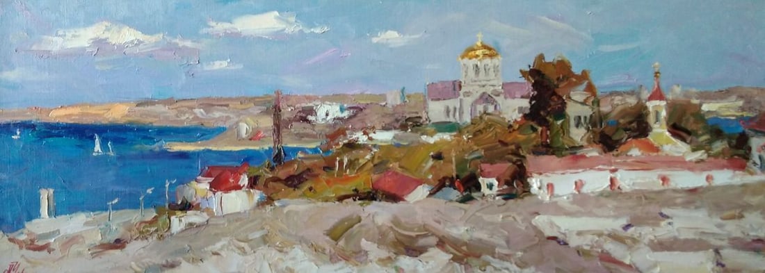 Oil painting Monastery Alexander Nikolaevich Cherednichenko: Title: Oil painting Monastery Alexander Nikolaevich Cherednichenko Description: NoCher 43 *** ABOUT THIS PAINTING *** * TITLE: "Monastery" * ARTISTS: Alexander Nikolaevich Cherednichenko * SIZE: 34x90