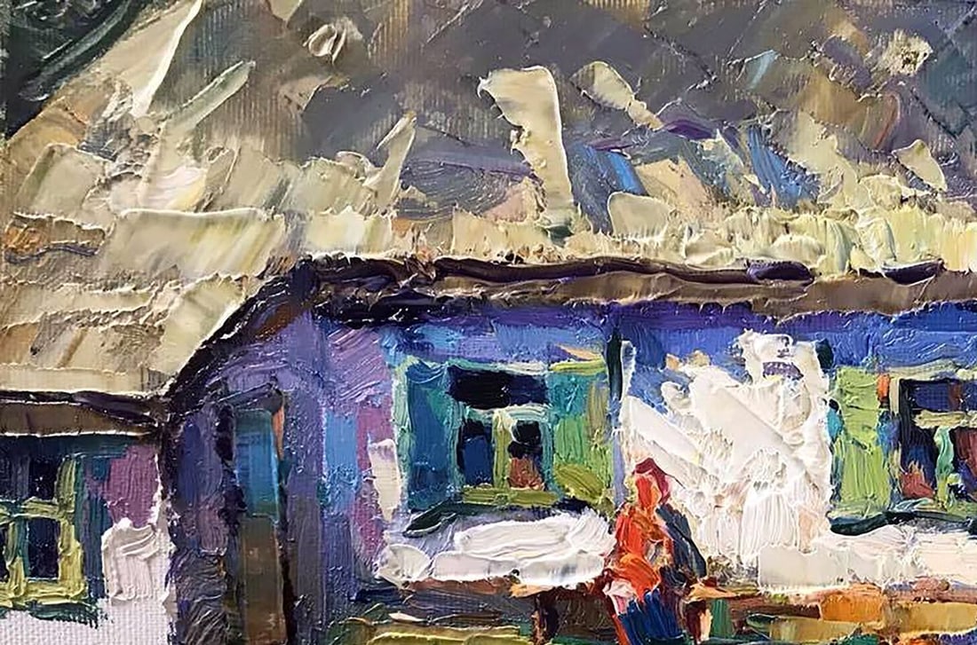 Oil painting Grandmother in the yard Kalenyuk Oksana - 2