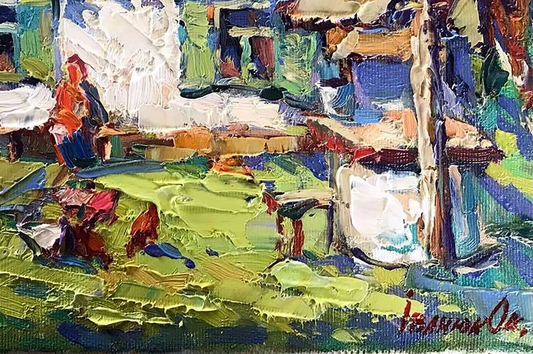 Oil painting Grandmother in the yard Kalenyuk Oksana - 5