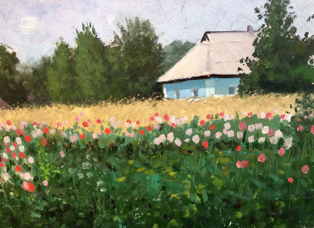 Oil painting View from the path to the garden Ivan Kirillovich Tsyupka - 7