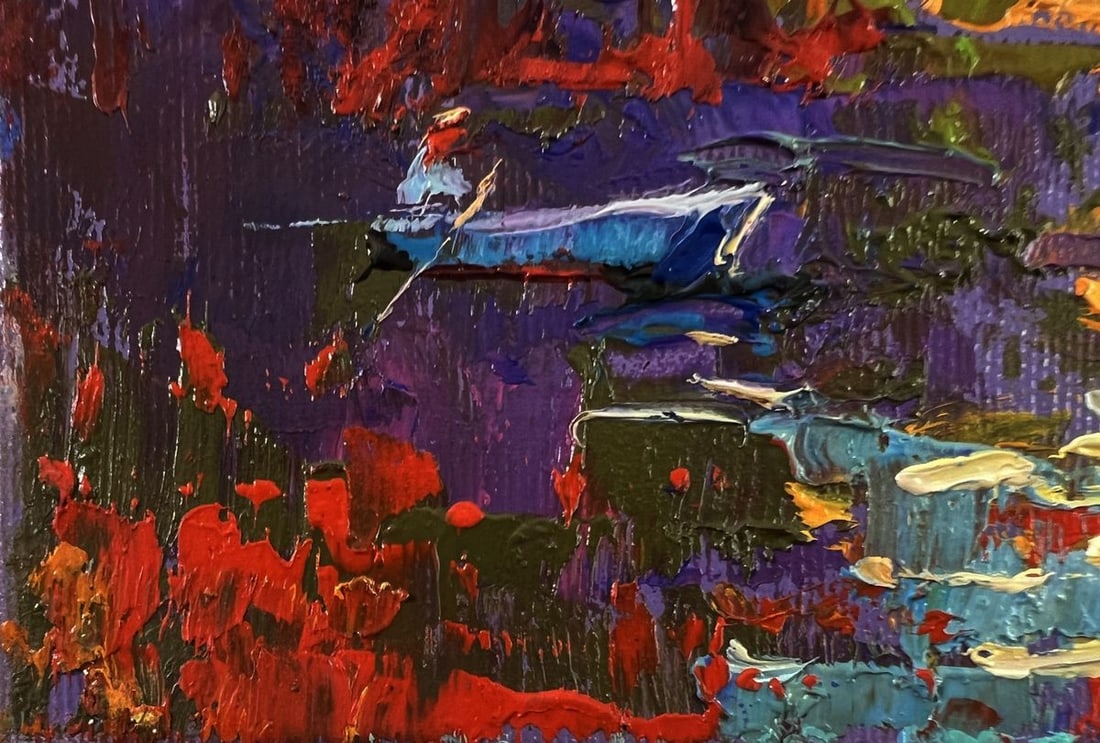 Oil painting Crimson sunset over the river Oleksiy Ivanyuk - 6