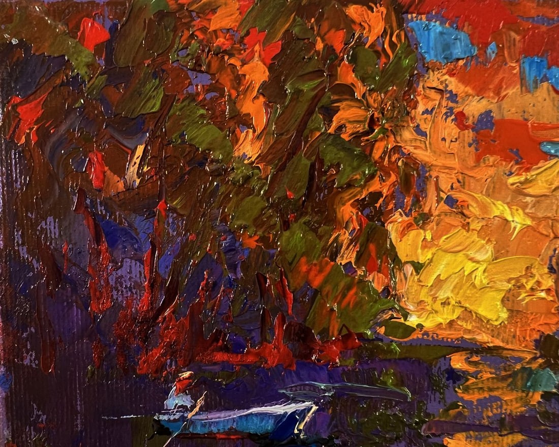 Oil painting Crimson sunset over the river Oleksiy Ivanyuk - 7