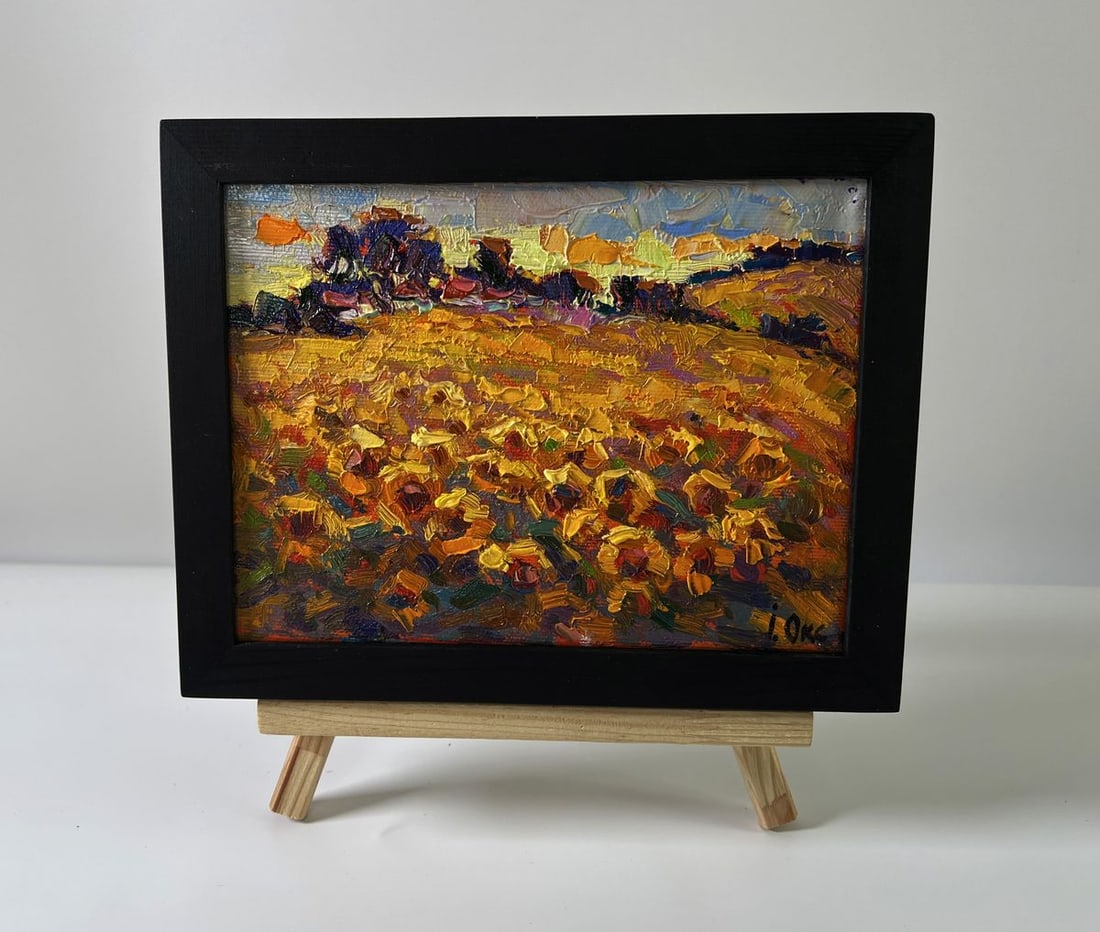 Oil painting Sunset in the field Oksana Ivanyuk: Title: Oil painting Sunset in the field Oksana Ivanyuk Description: NoAAA5795 The Oil painting Canvas titled "Sunset in the field" is a luminous portrayal of the quiet yet powerful beauty of nature at