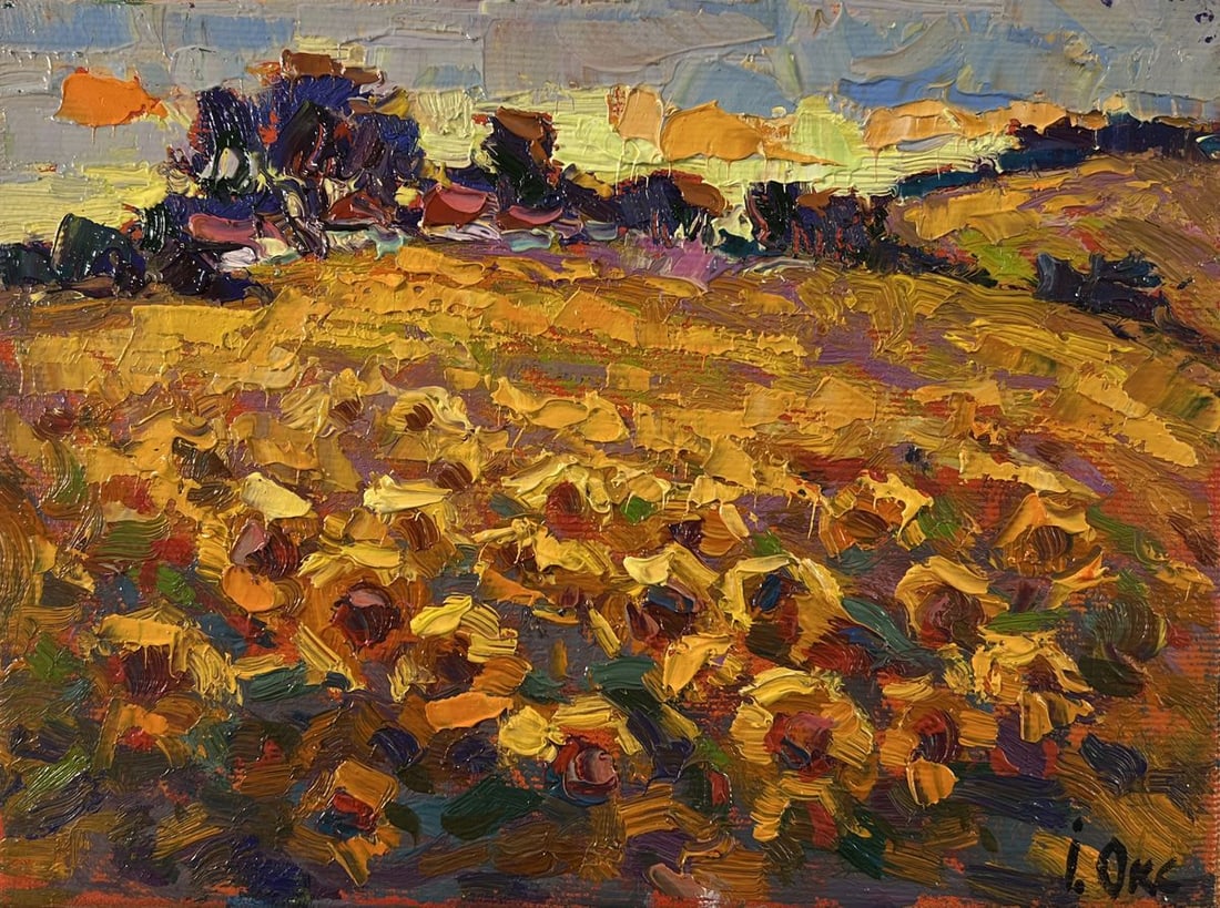 Oil painting Sunset in the field Oksana Ivanyuk - 3