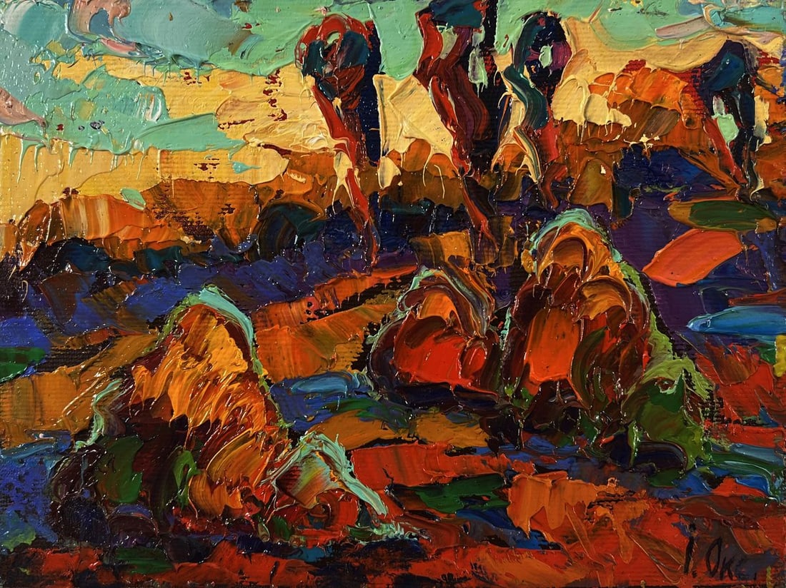 Oil painting Evening of orange rays Oksana Ivanyuk - 3