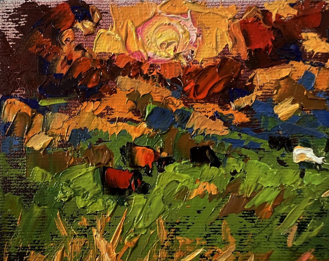 Oil painting Sunset over the meadows Oleksiy Ivanyuk - 7