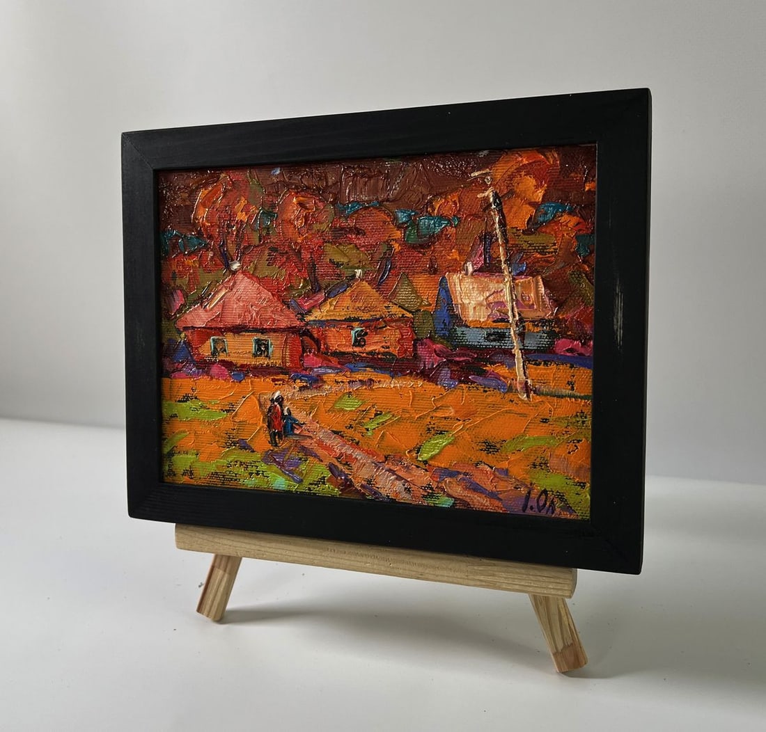Oil painting Autumn village sunset Oleksiy Ivanyuk - 2