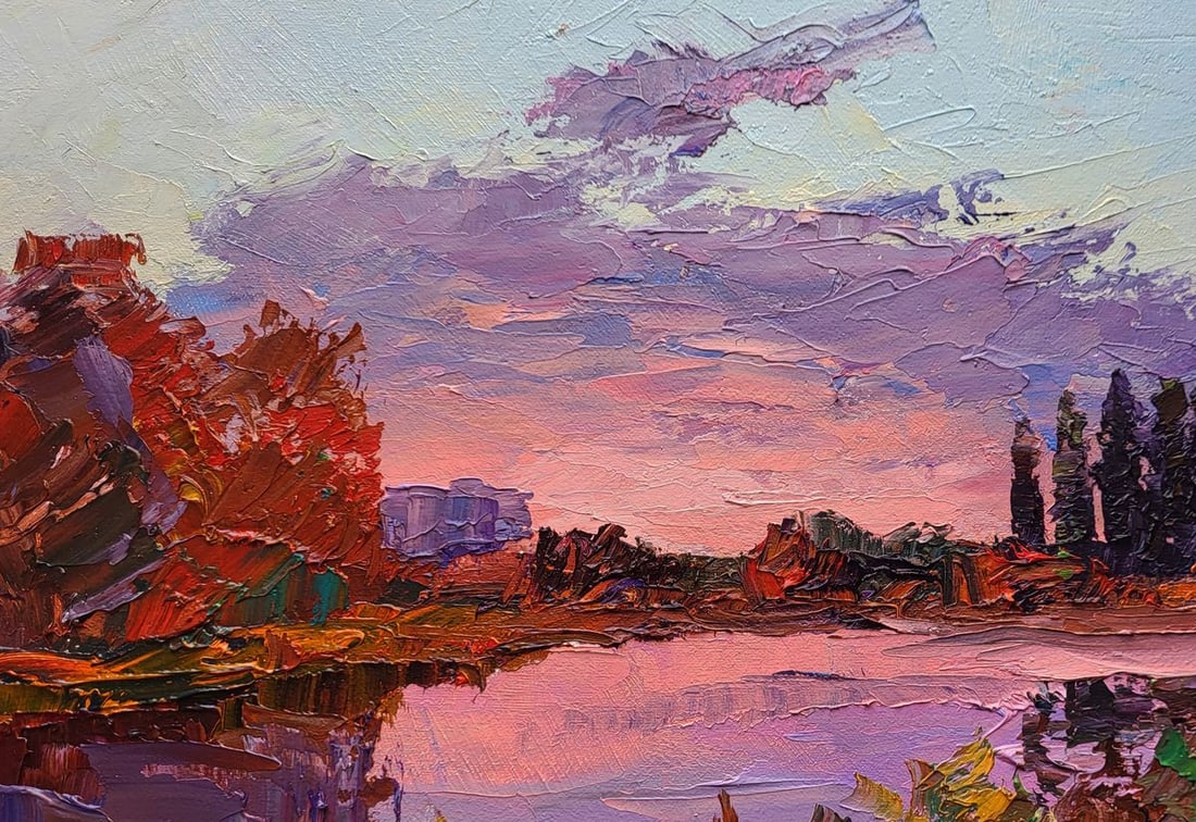 Oil painting Sunset over the river Boris Serdyuk - 4