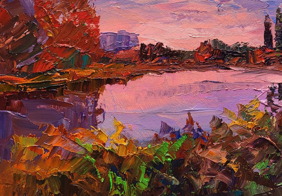 Oil painting Sunset over the river Boris Serdyuk - 6