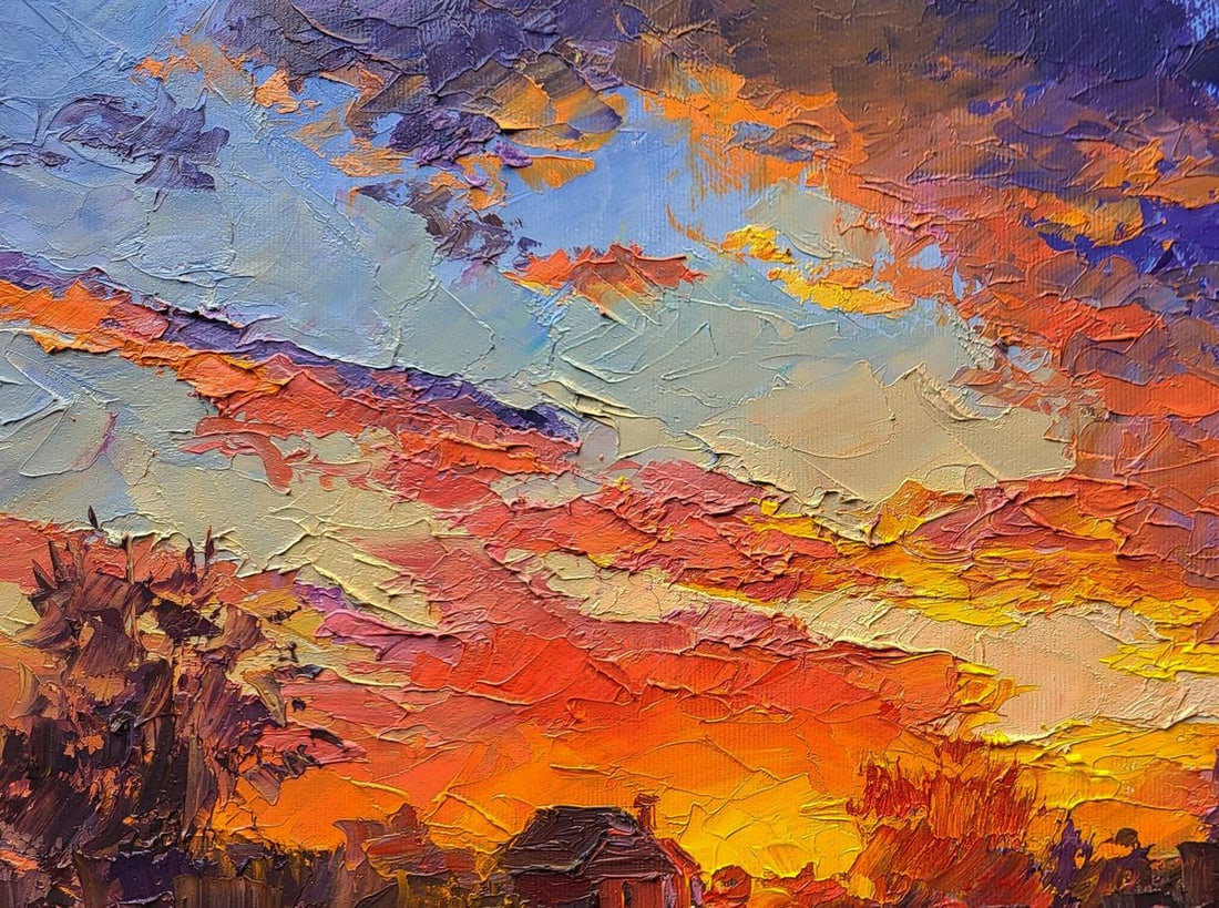 Oil painting Multicolored clouds at sunset Boris Serdyuk - 4