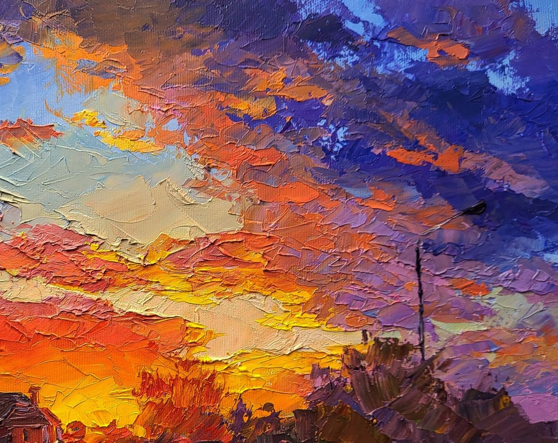 Oil painting Multicolored clouds at sunset Boris Serdyuk - 5