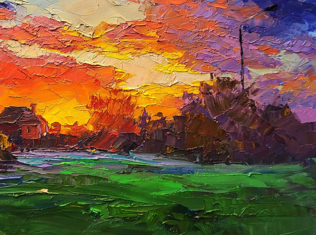Oil painting Multicolored clouds at sunset Boris Serdyuk - 7