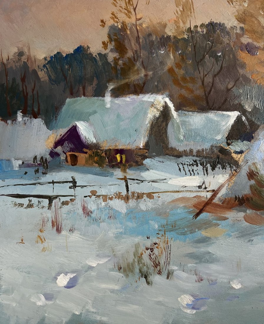 Oil painting Snow and sunset lights Yuriy Suprunchuk - 7