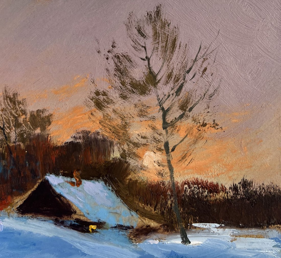 Oil painting A quiet evening in the snowy glow Yuriy Suprunchuk - 4