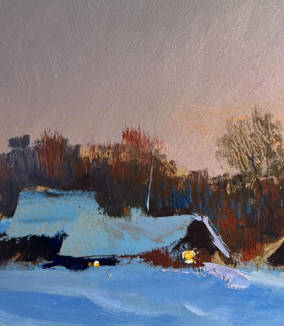 Oil painting A quiet evening in the snowy glow Yuriy Suprunchuk - 5