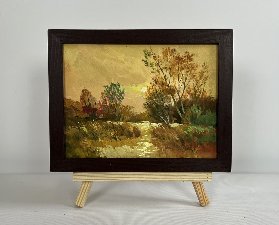 Oil painting A quiet evening in orange tones Yuriy Suprunchuk: Title: Oil painting A quiet evening in orange tones Yuriy Suprunchuk Description: NoAAA4325 The painting "A Quiet Evening in Orange Tones" captures the tranquil beauty of a landscape bathed in the war