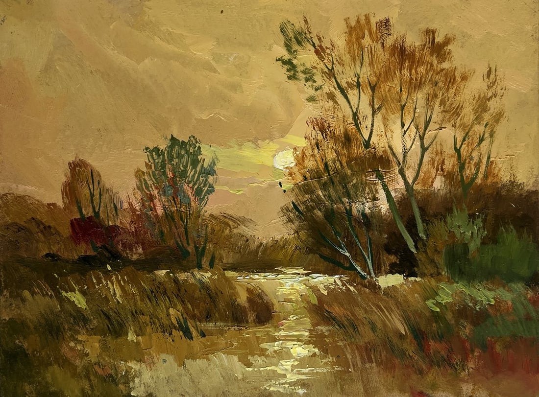 Oil painting A quiet evening in orange tones Yuriy Suprunchuk - 3