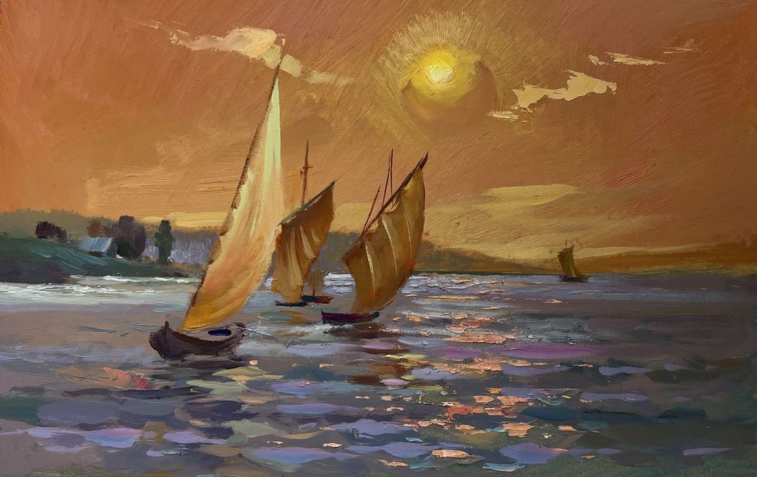 Oil painting Romantic evening swim Yuriy Suprunchuk - 3