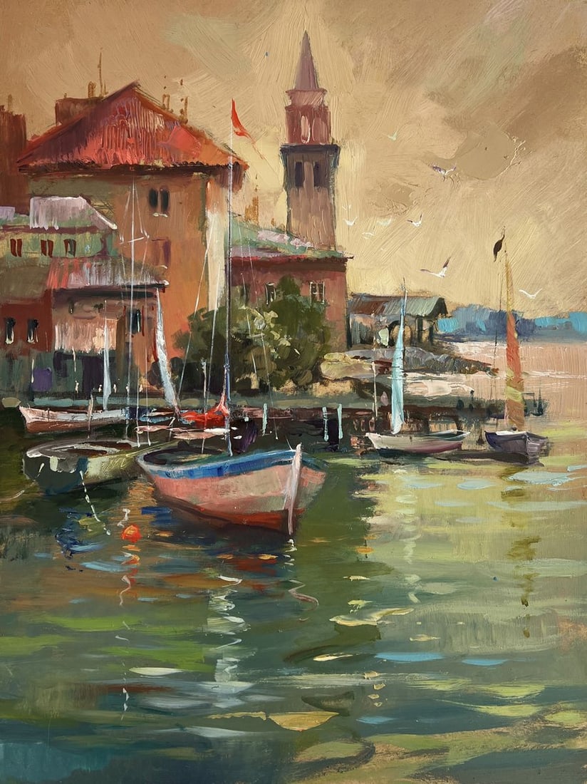 Oil painting Venice port with sunset Yuriy Suprunchuk - 3