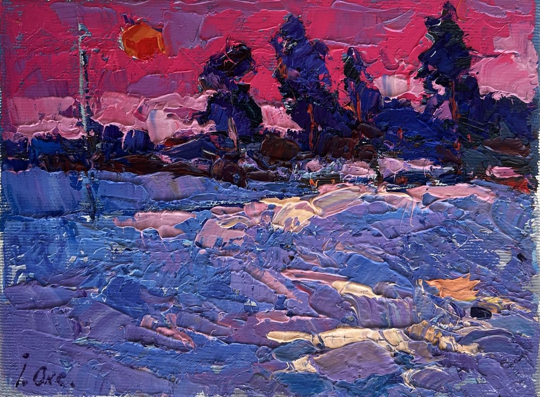 Oil painting Frosty winter evening Oksana Kalenyuk - 3