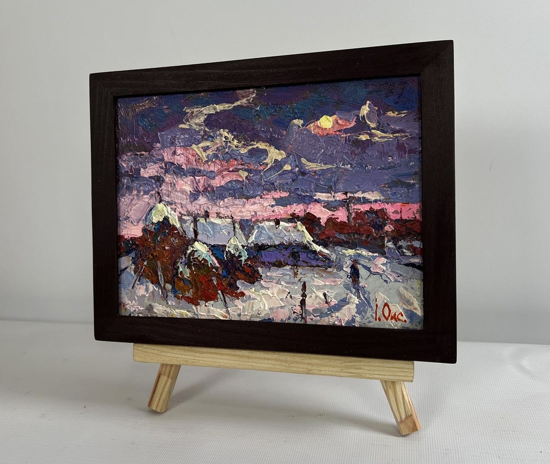 Oil painting Pink winter evening Oksana Kalenyuk - 2