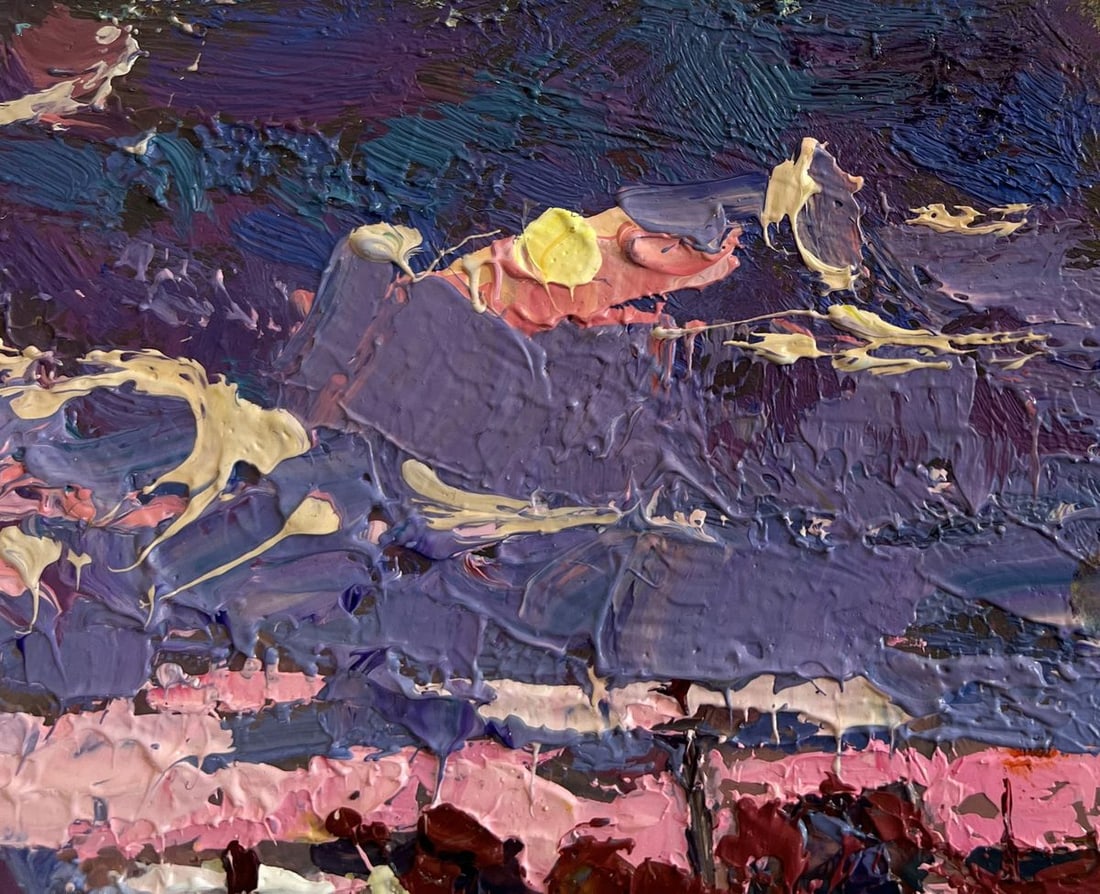 Oil painting Pink winter evening Oksana Kalenyuk - 4