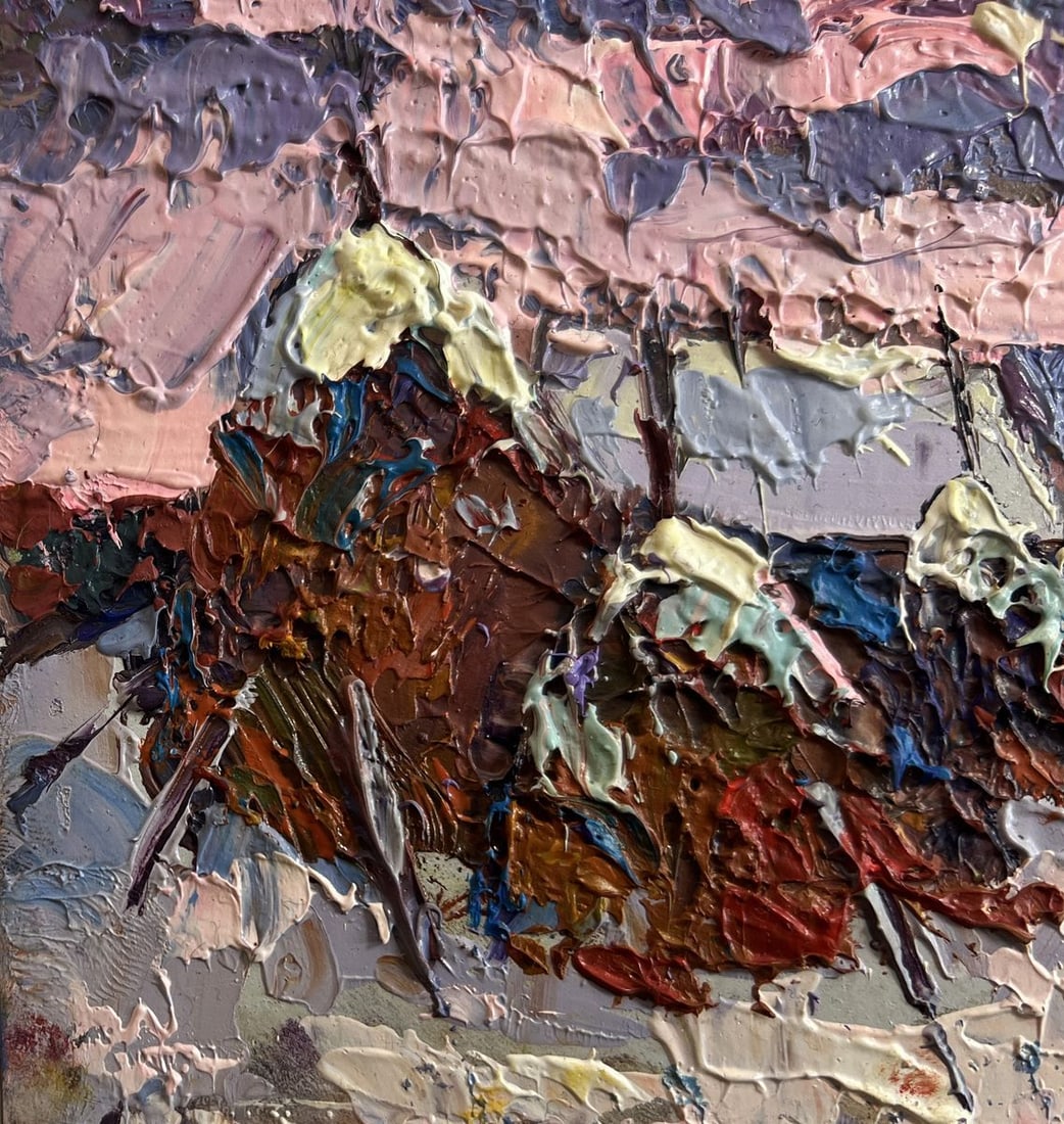 Oil painting Pink winter evening Oksana Kalenyuk - 6