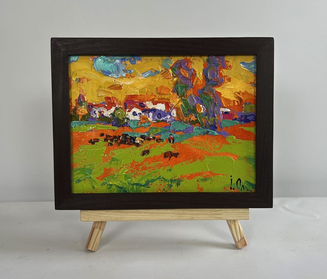 Oil painting In the sunny meadows Alex Kalenyuk: Title: Oil painting In the sunny meadows Alex Kalenyuk Description: NoAAA4498 The painting "In the Sunny Meadows" bursts with vibrant energy, depicting a sun-drenched pastoral scene where the warm hue