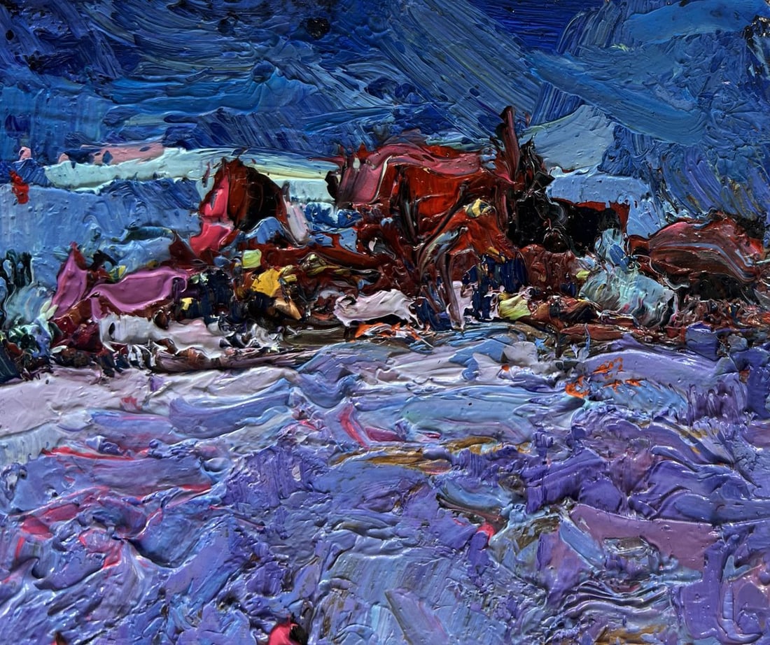 Oil painting Moonlit night in the field Oksana Kalenyuk - 5