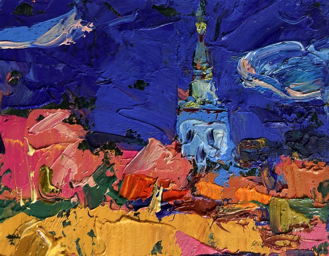 Oil painting Autumn evening by the river Alex Kalenyuk - 4