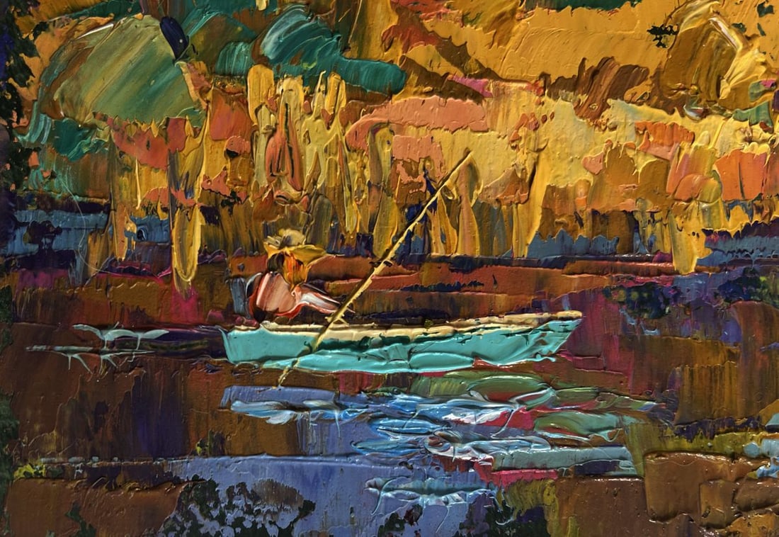 Oil painting Autumn evening by the river Alex Kalenyuk - 6