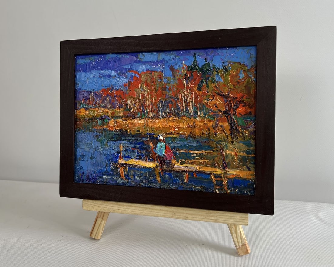 Oil painting Autumn mood near the river Oksana Kalenyuk - 2