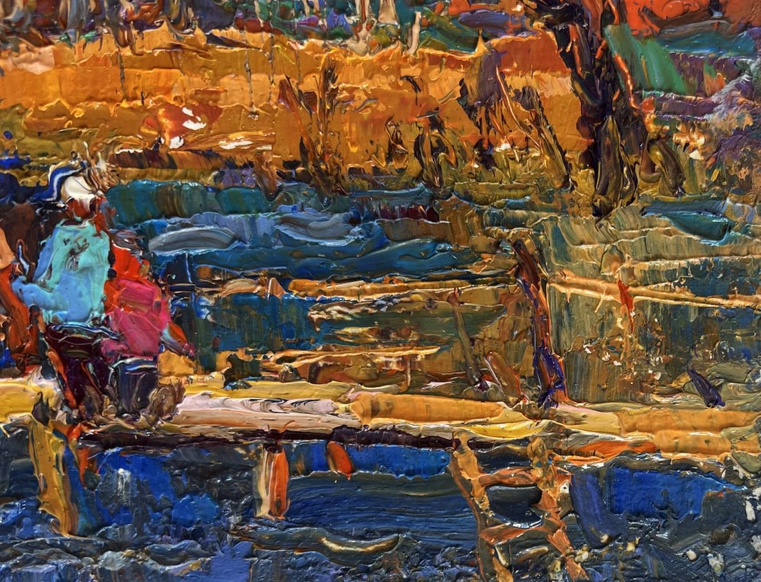 Oil painting Autumn mood near the river Oksana Kalenyuk - 4