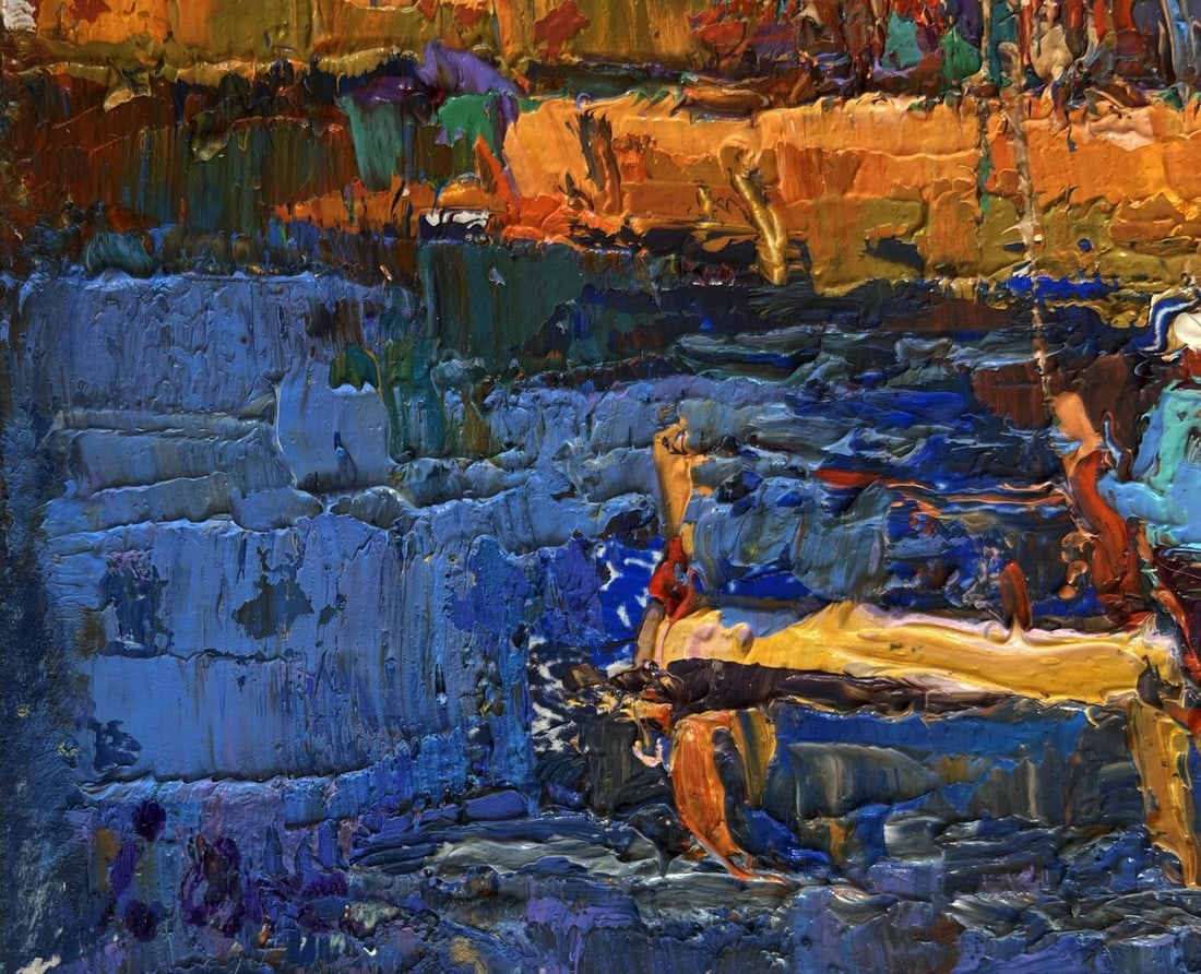 Oil painting Autumn mood near the river Oksana Kalenyuk - 7