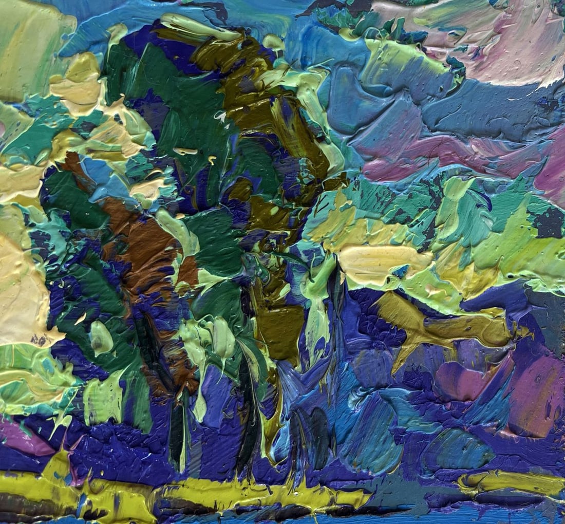 Oil painting River and yellow sunset Alex Kalenyuk - 4