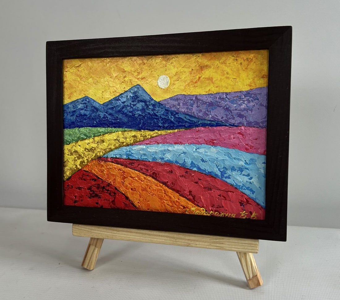 Oil painting Yellow sunset over the mountain V. Zadorozhnya - 2