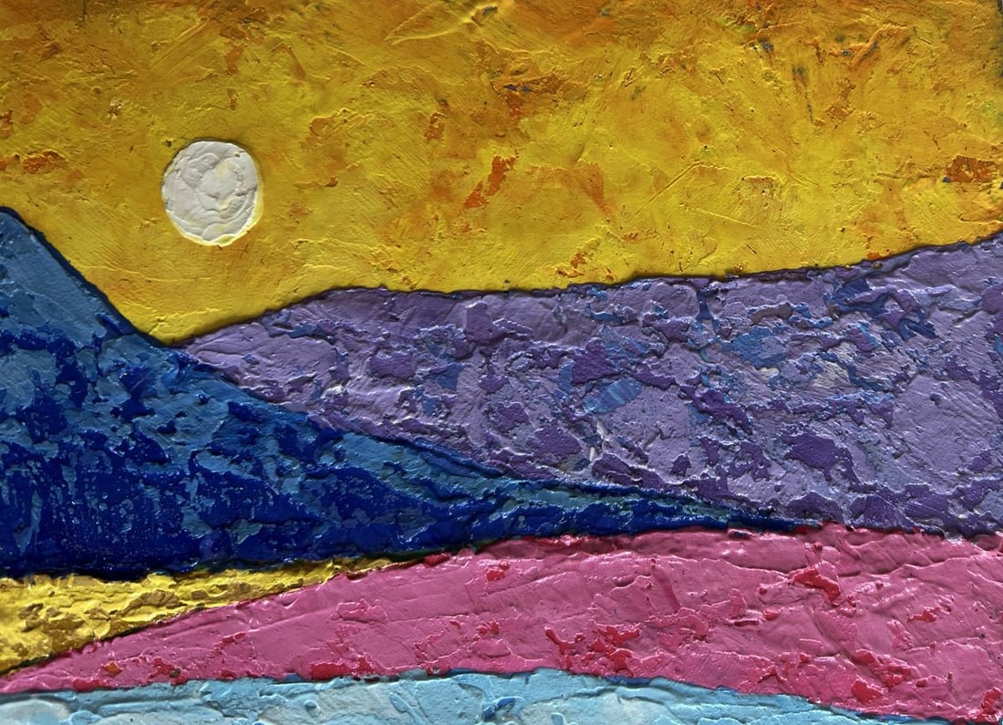 Oil painting Yellow sunset over the mountain V. Zadorozhnya - 4