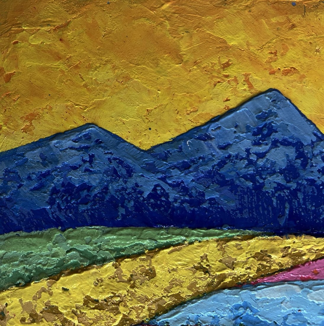 Oil painting Yellow sunset over the mountain V. Zadorozhnya - 5