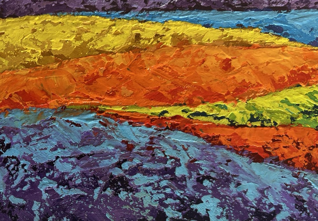 Oil painting Orange sunset behind the mountains V. Zadorozhnya - 6