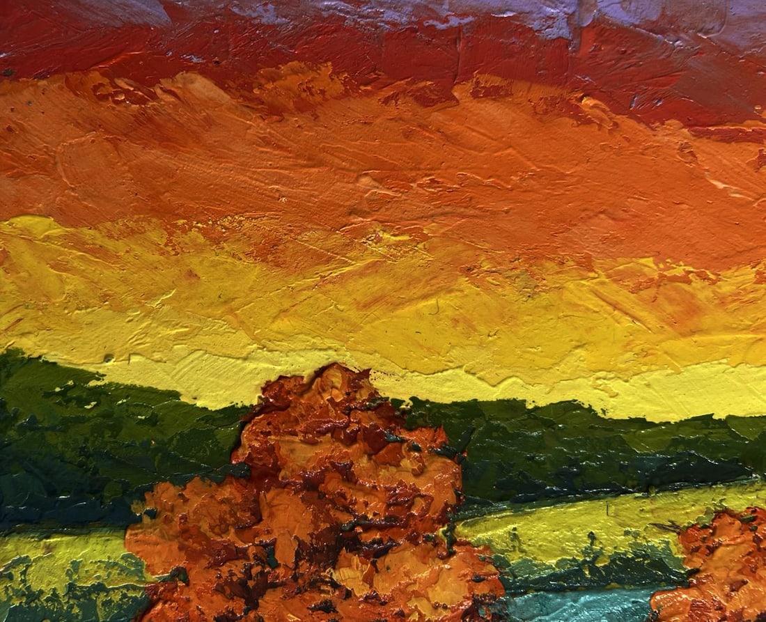 Oil painting Autumn sunset in the field V. Zadorozhnya - 5