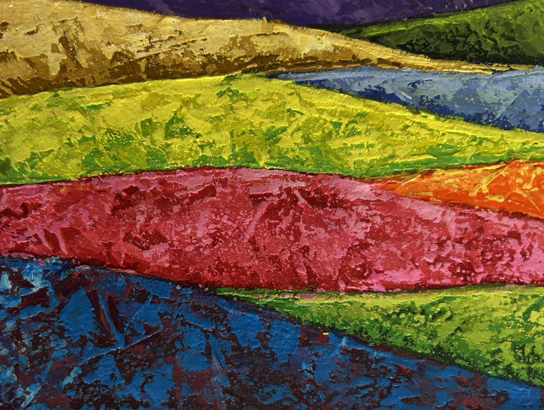 Oil painting The sun is behind the mountains V. Zadorozhnya - 6