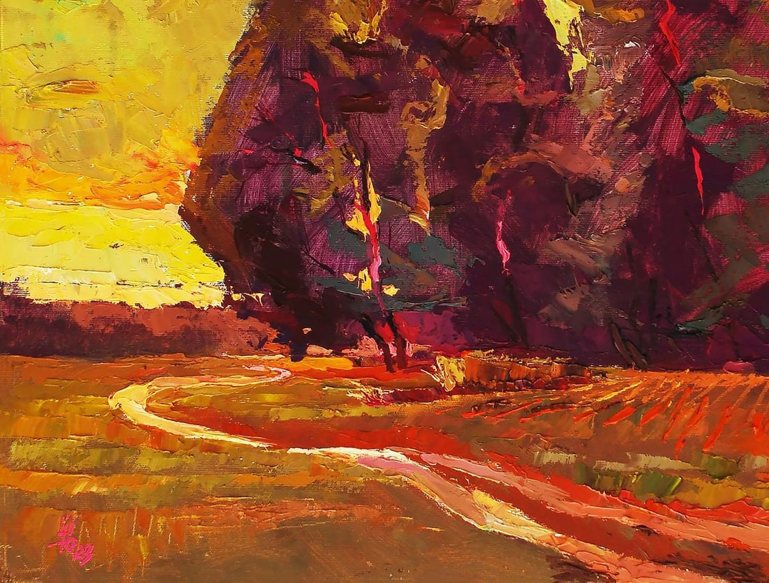 Oil painting Autumn evening Egor Ktpatunov - 4