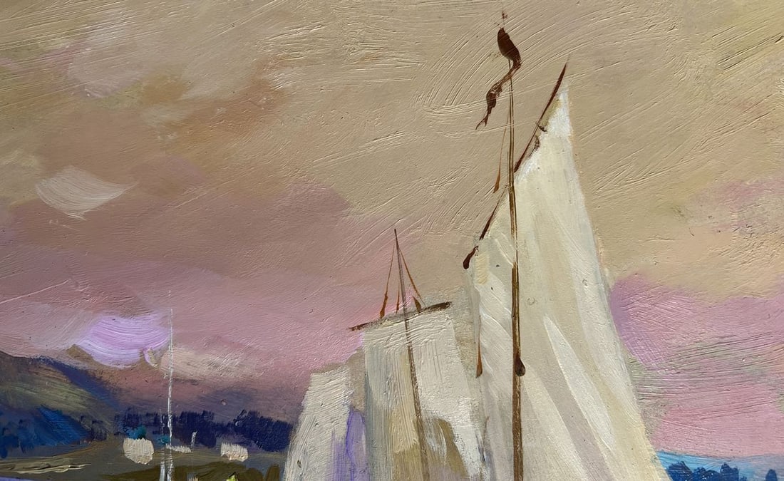 Oil painting Scarlet sunset on the ferry Yuriy Suprunchuk - 5