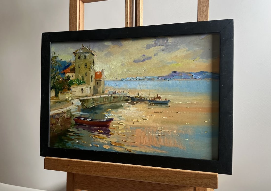 Oil painting Orange sunset in the sea Yuriy Suprunchuk - 2