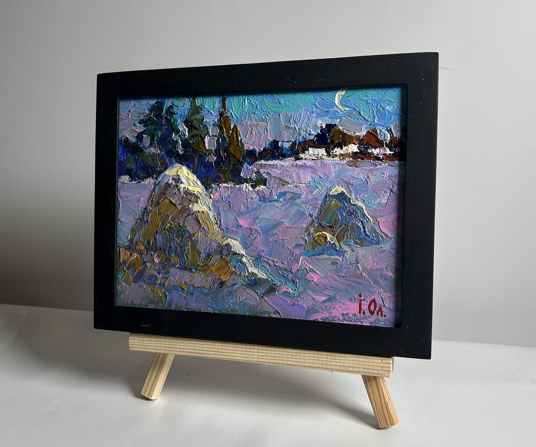 Oil painting The field was covered with snow Alex Kalenyuk - 2