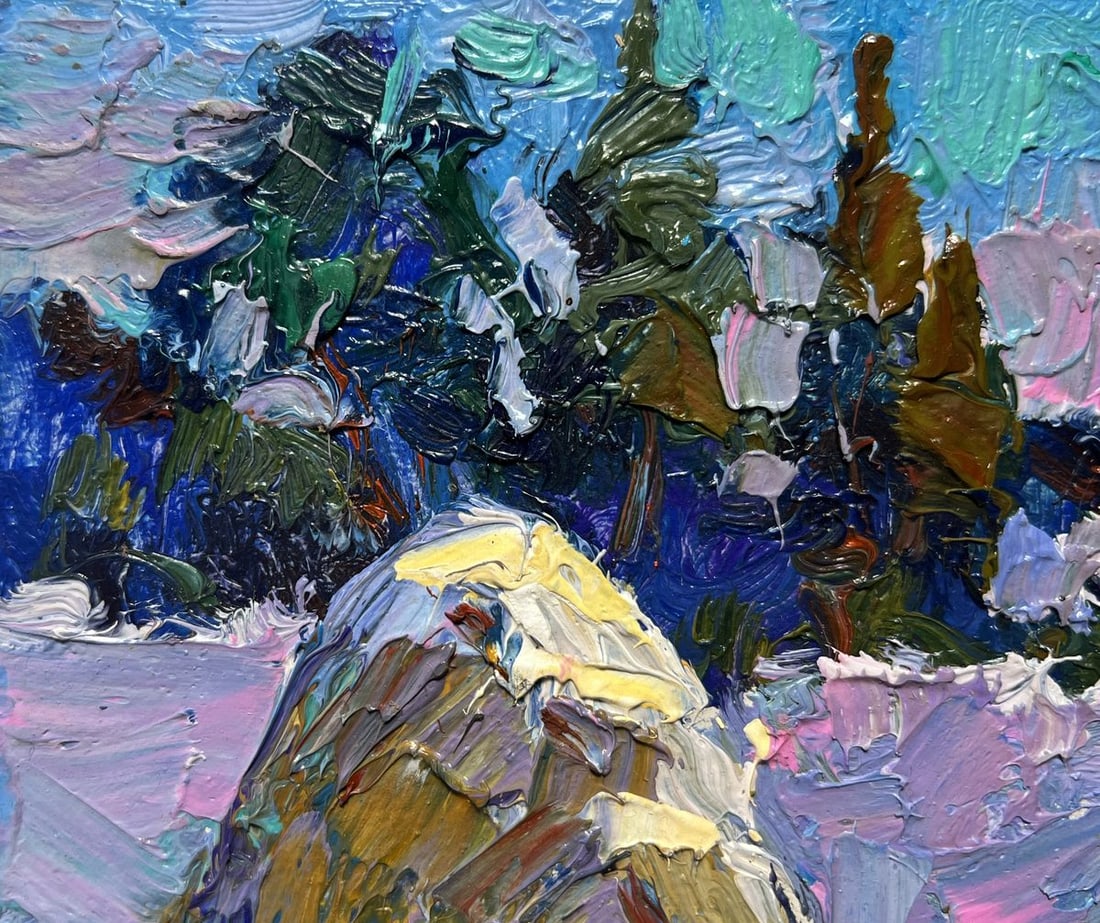 Oil painting The field was covered with snow Alex Kalenyuk - 4