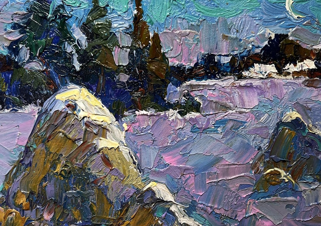 Oil painting The field was covered with snow Alex Kalenyuk - 7