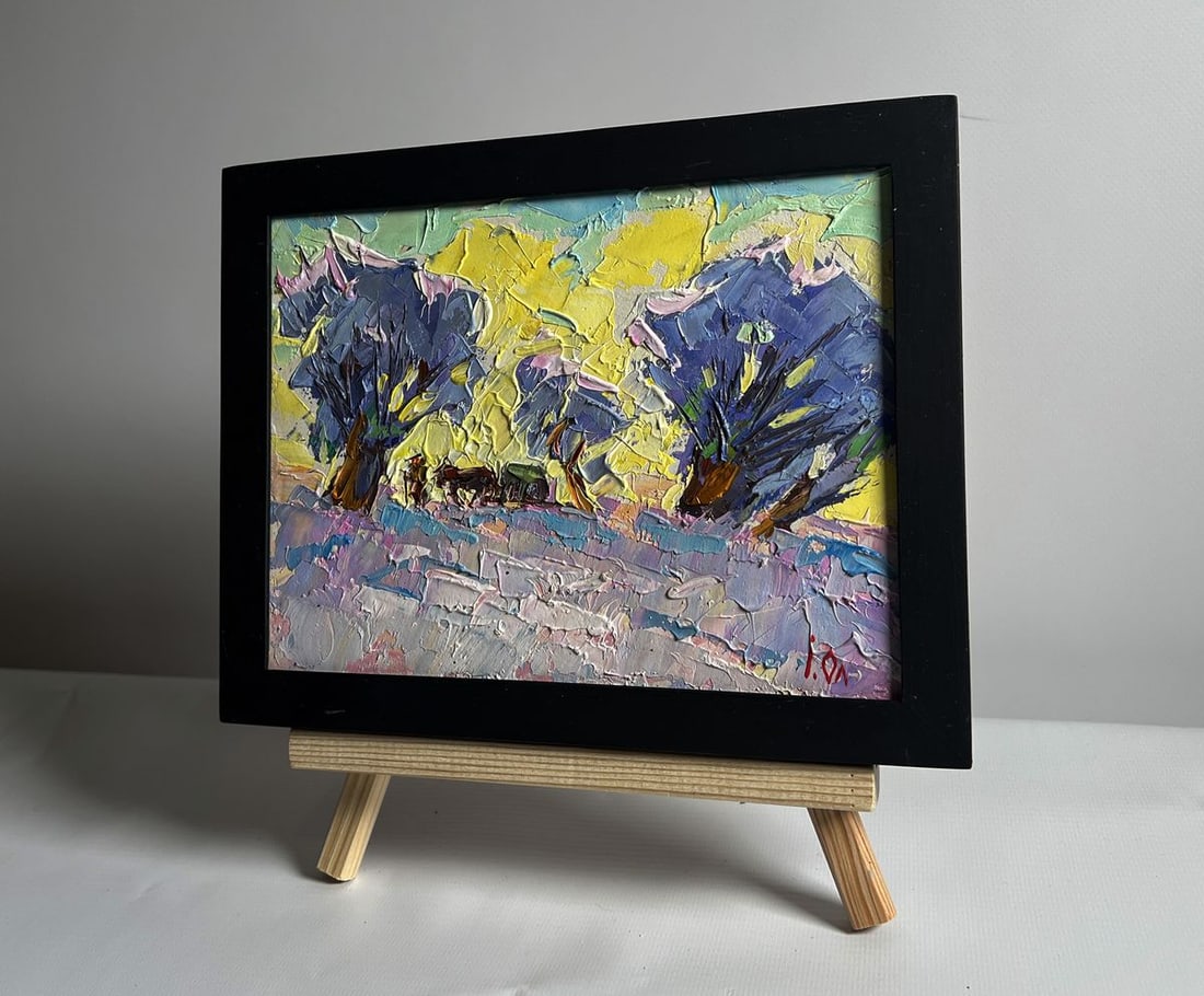 Oil painting Winter morning in the field Alex Kalenyuk - 2